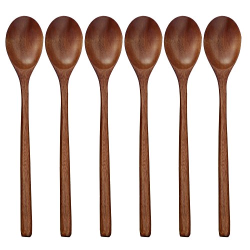 Wooden Spoons, 6 Pieces 9 Inch Wood Soup Spoons for Eating Mixing Stirring, Long Handle Spoon with Japanese Style Kitchen Utensil, ADLORYEA Eco Friendly Table Spoon - CookCave