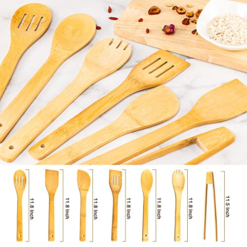 Wooden Spoons for Cooking 7-Piece, Kitchen Nonstick Bamboo Cooking Utensils Set, Durable and Healthy Bamboo Wooden Spatula Spoon for Cooking, Eisinly - CookCave
