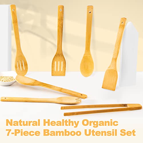 Wooden Spoons for Cooking 7-Piece, Kitchen Nonstick Bamboo Cooking Utensils Set, Durable and Healthy Bamboo Wooden Spatula Spoon for Cooking, Eisinly - CookCave