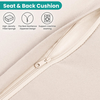 Wumiokio Patio Furniture Set, 7 Pieces Outdoor Patio Furniture with Dining Table&Chair, All Weather Wicker Conversation Set with Ottoman,Brown Rattan & Ivory Cushions (Include Sofa Dust Cover) - CookCave