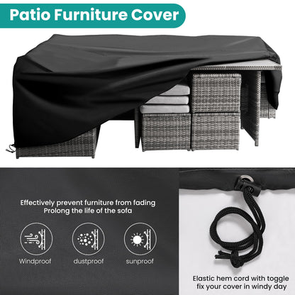 Wumiokio Patio Furniture Set, 7 Pieces Outdoor Patio Furniture with Dining Table&Chair, All Weather Wicker Conversation Set with Ottoman,Grey (Include Sofa Dust Cover) - CookCave
