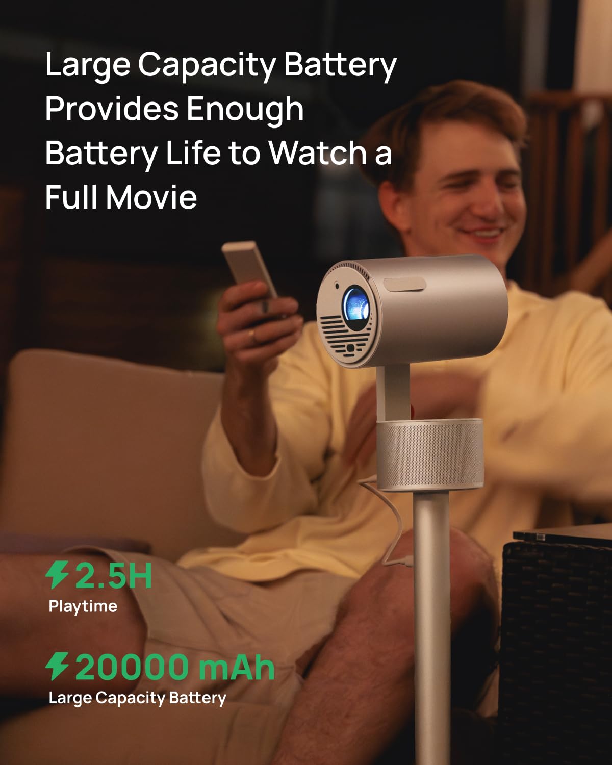 XGIMI MoGo 3 Pro NEW Outdoor Projector with PowerBase Stand, 2.5hrs Battery, Google TV with Licensed Netflix, Build-in Adjustable Stand, 450 ISO Lumens, ISA 2.0, 2 x 5W Harman Kardon - CookCave