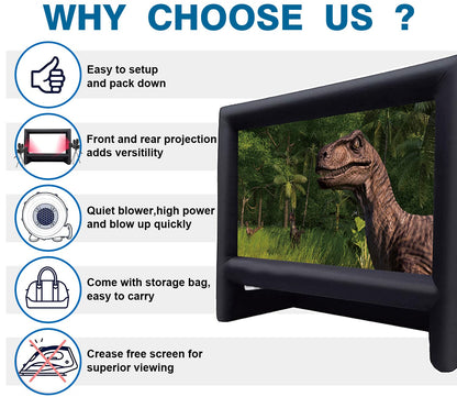 XHYCPY 20 Feet Inflatable Projector Screen Outdoor Inflatable Movie Screen with Air Blower Storage Bag, Easy Set Up Blow Up Screen for Backyard Movie Night, Theme Parties, Celebrations - CookCave
