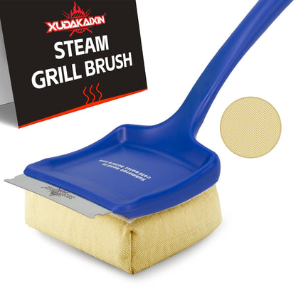 XUDAKAIXIN 19" Large Bristle-Free Steam Cleaning Grill Brush,Replaceable BBQ Cleaning Head,Safe Grill Accessories for Cast Iron/Porcelain/Weber Gas/Charcoal Grill,Grill Cleaner for Outdoor Grill - CookCave