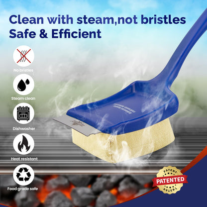 XUDAKAIXIN 19" Large Bristle-Free Steam Cleaning Grill Brush,Replaceable BBQ Cleaning Head,Safe Grill Accessories for Cast Iron/Porcelain/Weber Gas/Charcoal Grill,Grill Cleaner for Outdoor Grill - CookCave