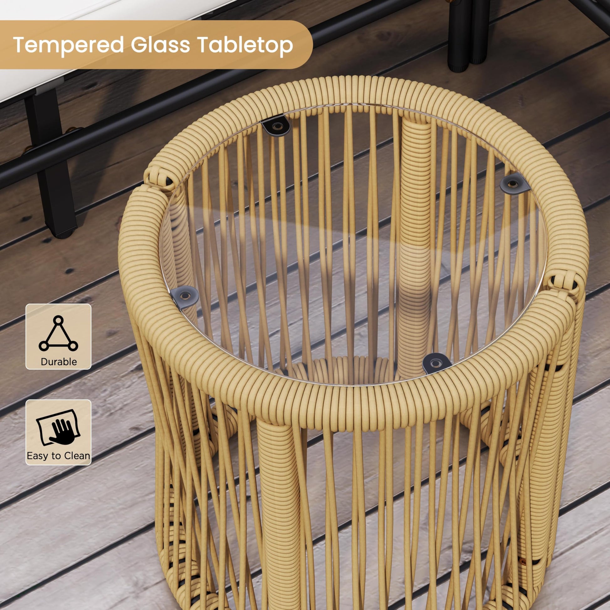 Yaheetech 3 Pieces L-Shaped Conversation Sofa Set, Outdoor Patio Furniture Set w/Detachable Lounger, Thick Cushions, Glass Side Table for Patio, Backyard, Porch, Garden - CookCave