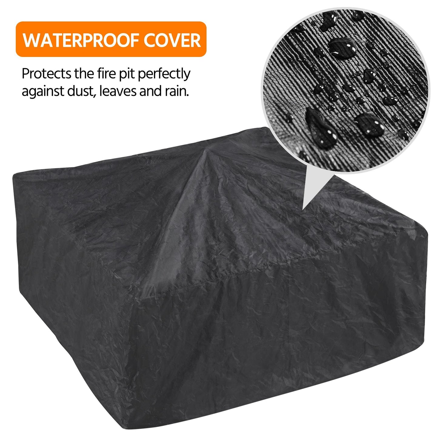 Yaheetech 32in Outdoor Firepit Square Table Backyard Patio Garden Stove Wood Burning Fire Pit with Spark Screen, Log Poker and Cover - CookCave