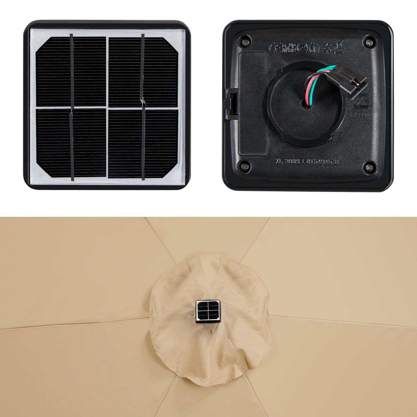 Yaheetech 7.5FT Solar Patio Umbrella-18 LED Lighted Market Table Outdoor Umbrella w/UV Protection Push Button Tilt & Crank Lift System for Garden/Lawn/Deck/Backyard/Pool,Tan - CookCave