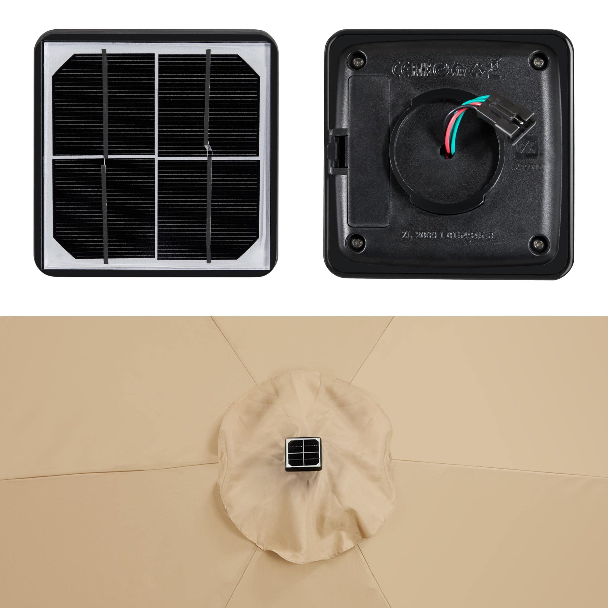 Yaheetech 7.5FT Solar Patio Umbrella-18 LED Lighted Market Table Outdoor Umbrella w/UV Protection Push Button Tilt & Crank Lift System for Garden/Lawn/Deck/Backyard/Pool,Tan - CookCave