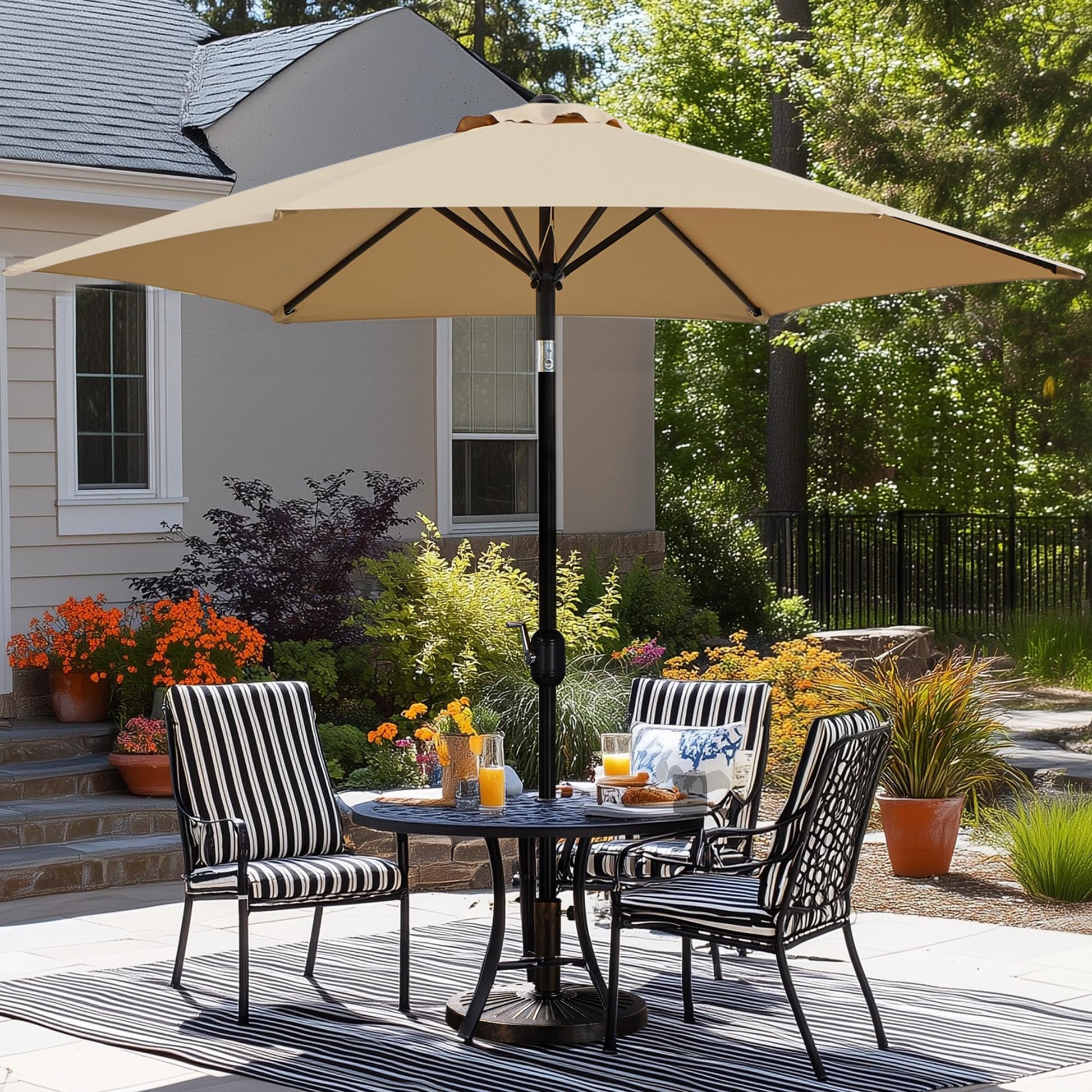 Yaheetech 9FT Outdoor Patio Umbrella, Outdoor Table Umbrella with Push Button Tilt and Crank, Yard Sun Shade, UV Protection Waterproof for Garden/Deck/Backyard/Pool - CookCave