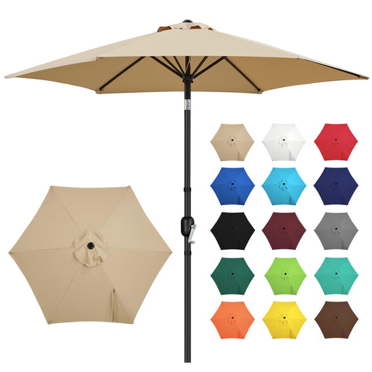 Yaheetech 9FT Outdoor Patio Umbrella, Outdoor Table Umbrella with Push Button Tilt and Crank, Yard Sun Shade, UV Protection Waterproof for Garden/Deck/Backyard/Pool - CookCave