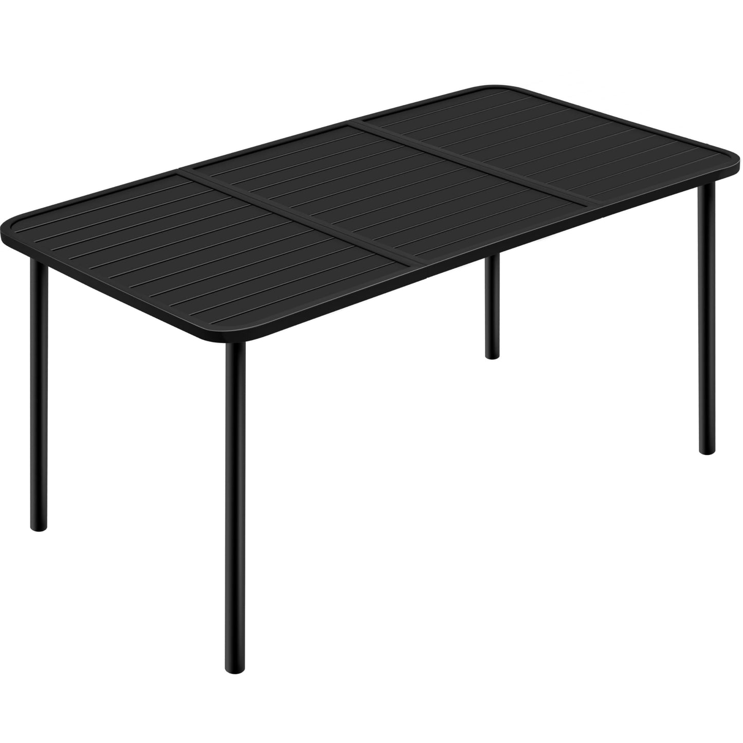 Yaheetech Outdoor Dining Table for 6 Person, Rectangular Slatted Metal Patio Table for Deck Garden Lawn Backyard Use, Black - CookCave