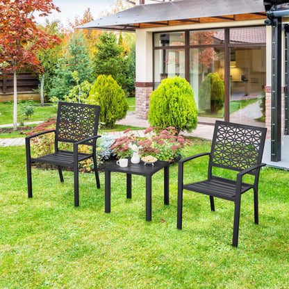 Yaheetech Outdoor Patio Dining Chairs Set of 6 with Armrests and Metal Frame, Heavy-Duty Metal Black Outdoor Chairs Stackable for Garden, Lawn and Yard - CookCave