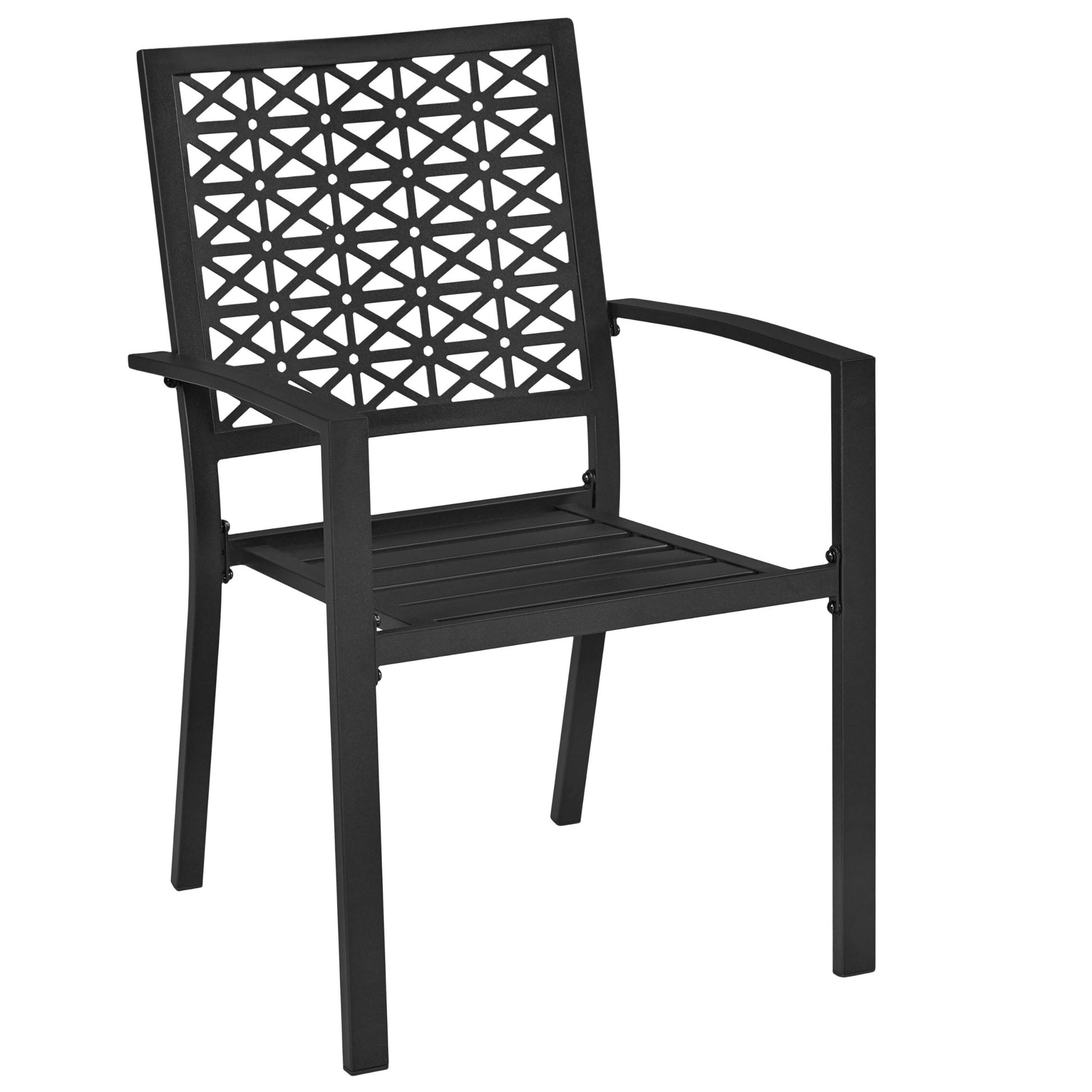 Yaheetech Outdoor Patio Dining Chairs Set of 6 with Armrests and Metal Frame, Heavy-Duty Metal Black Outdoor Chairs Stackable for Garden, Lawn and Yard - CookCave