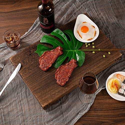 Yangbaga Rustic Wooden Serving Trays with Handle - Set of 7 Rectangular Platters for Entertaining, Breakfast, Coffee Table, Home Decor - CookCave