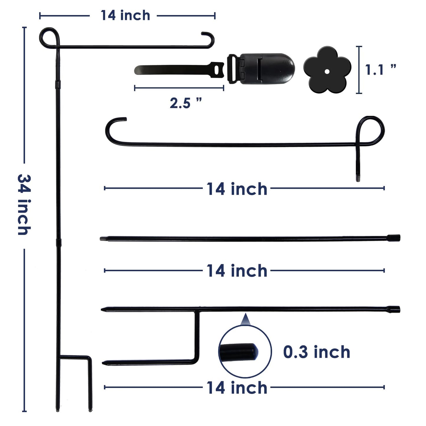 YEAHOME Garden Flag Holder Stand, Premium Yard Flag Holder Weather-Proof Metal Powder-Coated Flagpole with Clip and Stopper for Christmas Garden Flag, Outdoor Garden Decor Decoration - CookCave