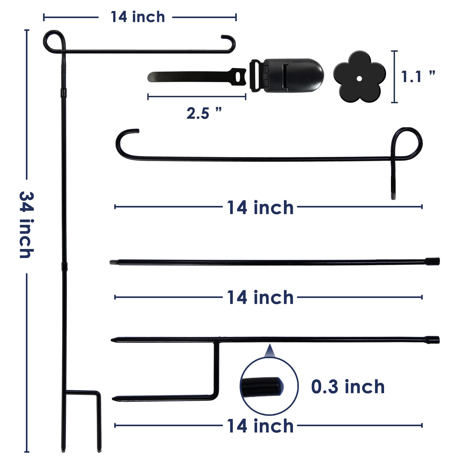 YEAHOME Garden Flag Holder Stand, Premium Yard Flag Holder Weather-Proof Metal Powder-Coated Flagpole with Clip and Stopper for Christmas Garden Flag, Outdoor Garden Decor Decoration - CookCave