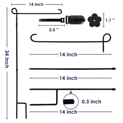 YEAHOME Garden Flag Holder Stand, Premium Yard Flag Holder Weather-Proof Metal Powder-Coated Flagpole with Clip and Stopper for Christmas Garden Flag, Outdoor Garden Decor Decoration - CookCave