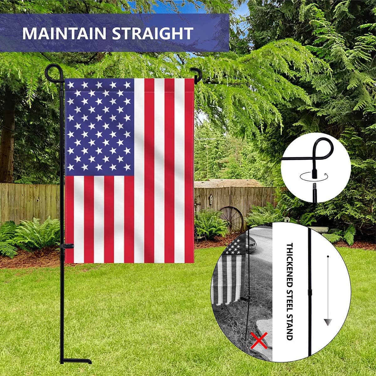 YEAHOME Garden Flag Holder Stand, Premium Yard Flag Holder Weather-Proof Metal Powder-Coated Flagpole with Clip and Stopper for Christmas Garden Flag, Outdoor Garden Decor Decoration - CookCave