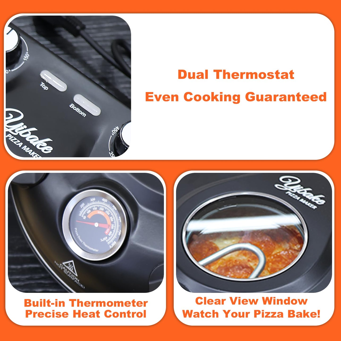 YIBAKE Stone Pizza Oven, 12'' Indoor Electric Pizza Maker, 1200W Countertop Pizza Maker Machine with Dual Temp Control, Crispy Crust Pizzas in Minutes, Black - CookCave