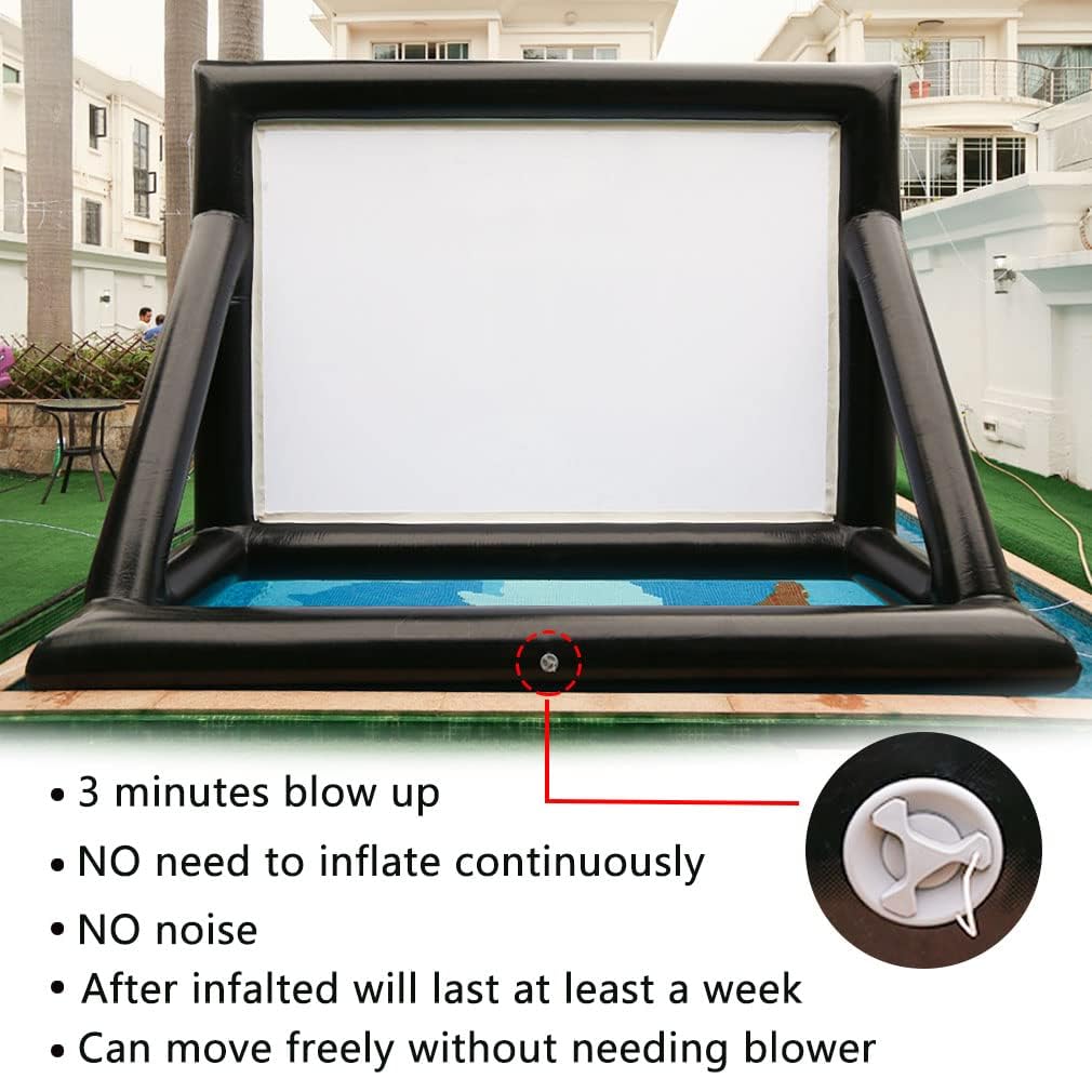 Yimukaka 17ft Airtight PVC Outdoor Projector Movie Screen with Stand Floating Inflatable Screen Supports Front and Rear Projection，No Need to Keep Inflating - CookCave