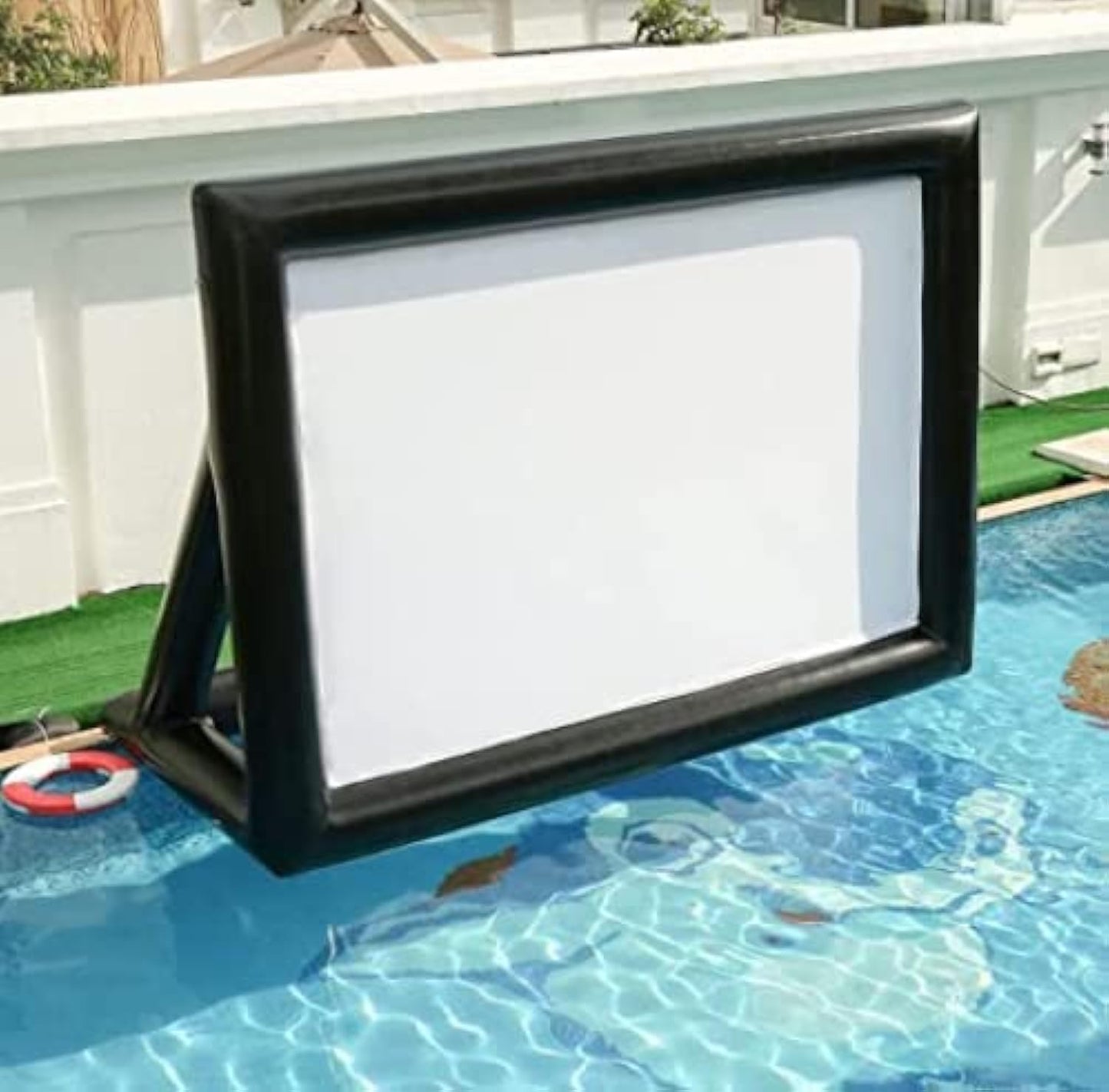 Yimukaka 17ft Airtight PVC Outdoor Projector Movie Screen with Stand Floating Inflatable Screen Supports Front and Rear Projection，No Need to Keep Inflating - CookCave