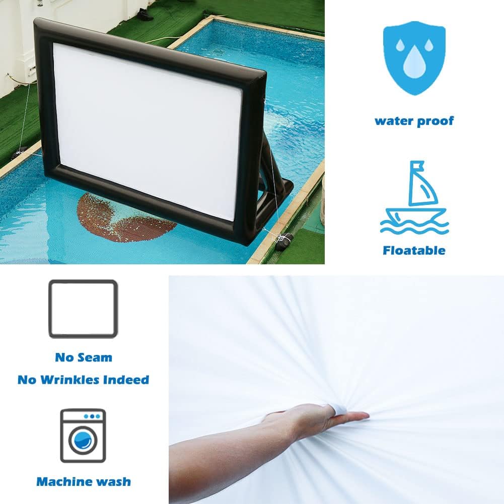 Yimukaka 17ft Airtight PVC Outdoor Projector Movie Screen with Stand Floating Inflatable Screen Supports Front and Rear Projection，No Need to Keep Inflating - CookCave