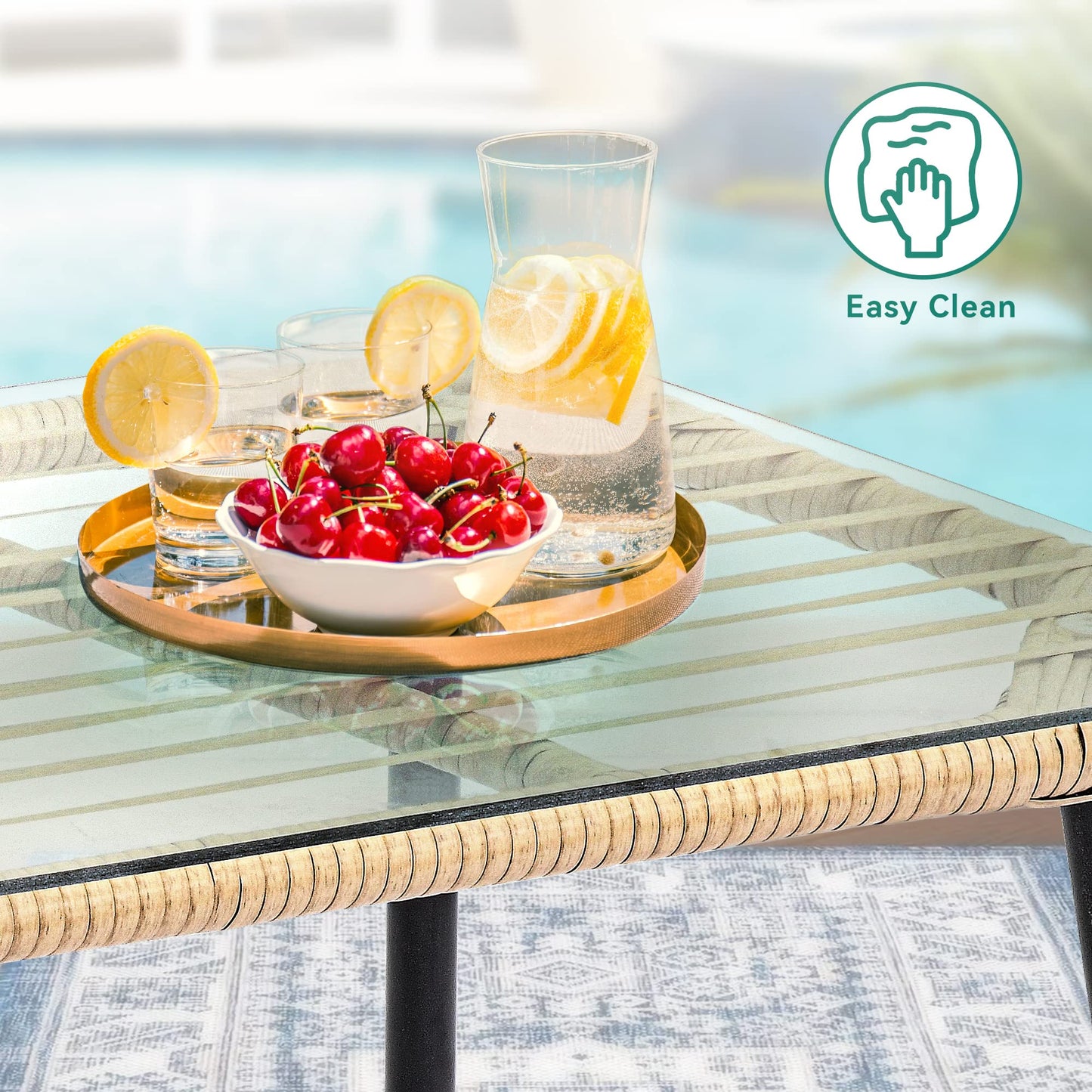 YITAHOME 2-Piece Patio Furniture Wicker Outdoor Loveseat, All-Weather Rattan Conversation for Backyard, Balcony and Deck with Soft Cushions and SideTable (Light Brown+Beige) - CookCave