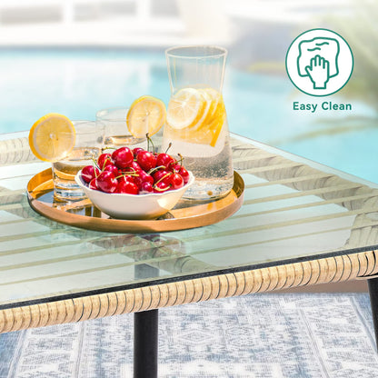 YITAHOME 2-Piece Patio Furniture Wicker Outdoor Loveseat, All-Weather Rattan Conversation for Backyard, Balcony and Deck with Soft Cushions and SideTable (Light Brown+Beige) - CookCave