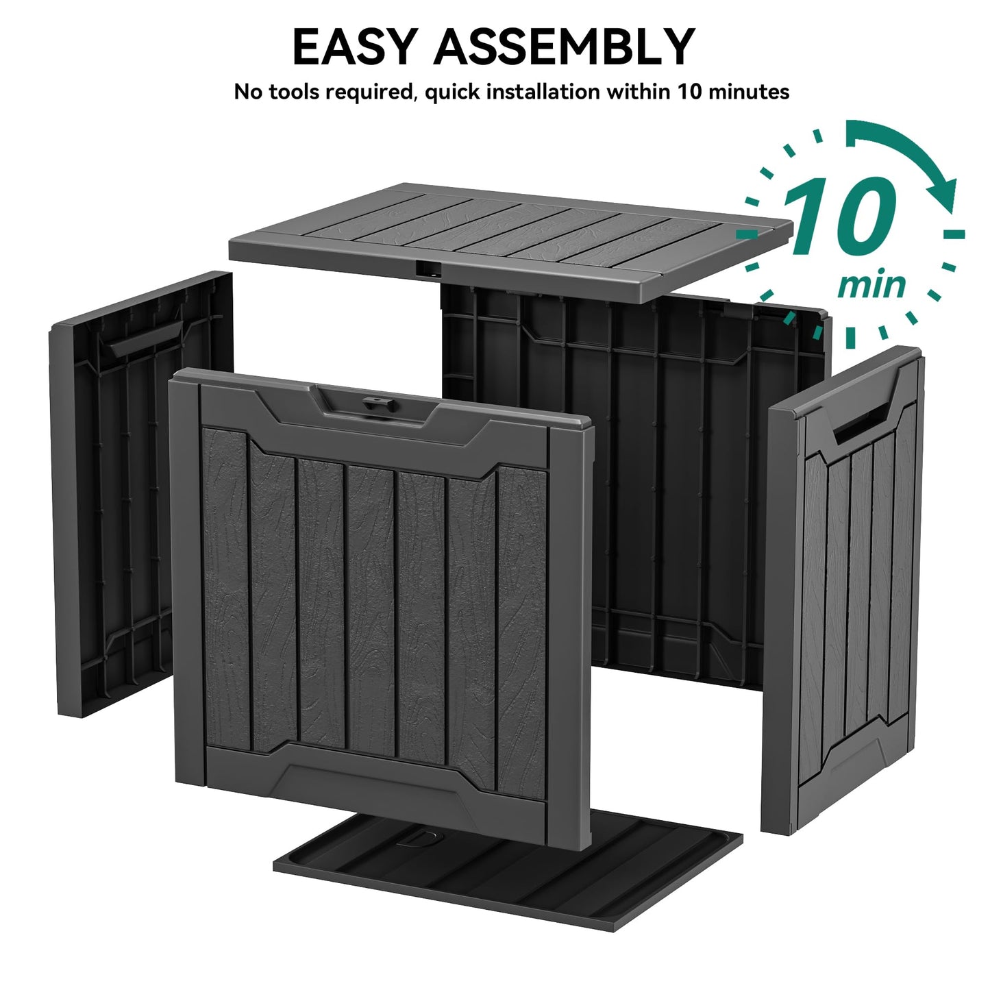 YITAHOME 31 Gallon Outdoor Storage Box, Resin Deck Box and Waterproof Package Delivery Box for Gardening Tools, Pool Supplies, Patio Furniture, Lockable, Black - CookCave