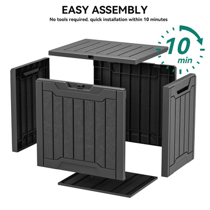 YITAHOME 31 Gallon Outdoor Storage Box, Resin Deck Box and Waterproof Package Delivery Box for Gardening Tools, Pool Supplies, Patio Furniture, Lockable, Black - CookCave