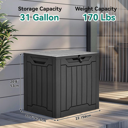 YITAHOME 31 Gallon Outdoor Storage Box, Resin Deck Box and Waterproof Package Delivery Box for Gardening Tools, Pool Supplies, Patio Furniture, Lockable, Black - CookCave