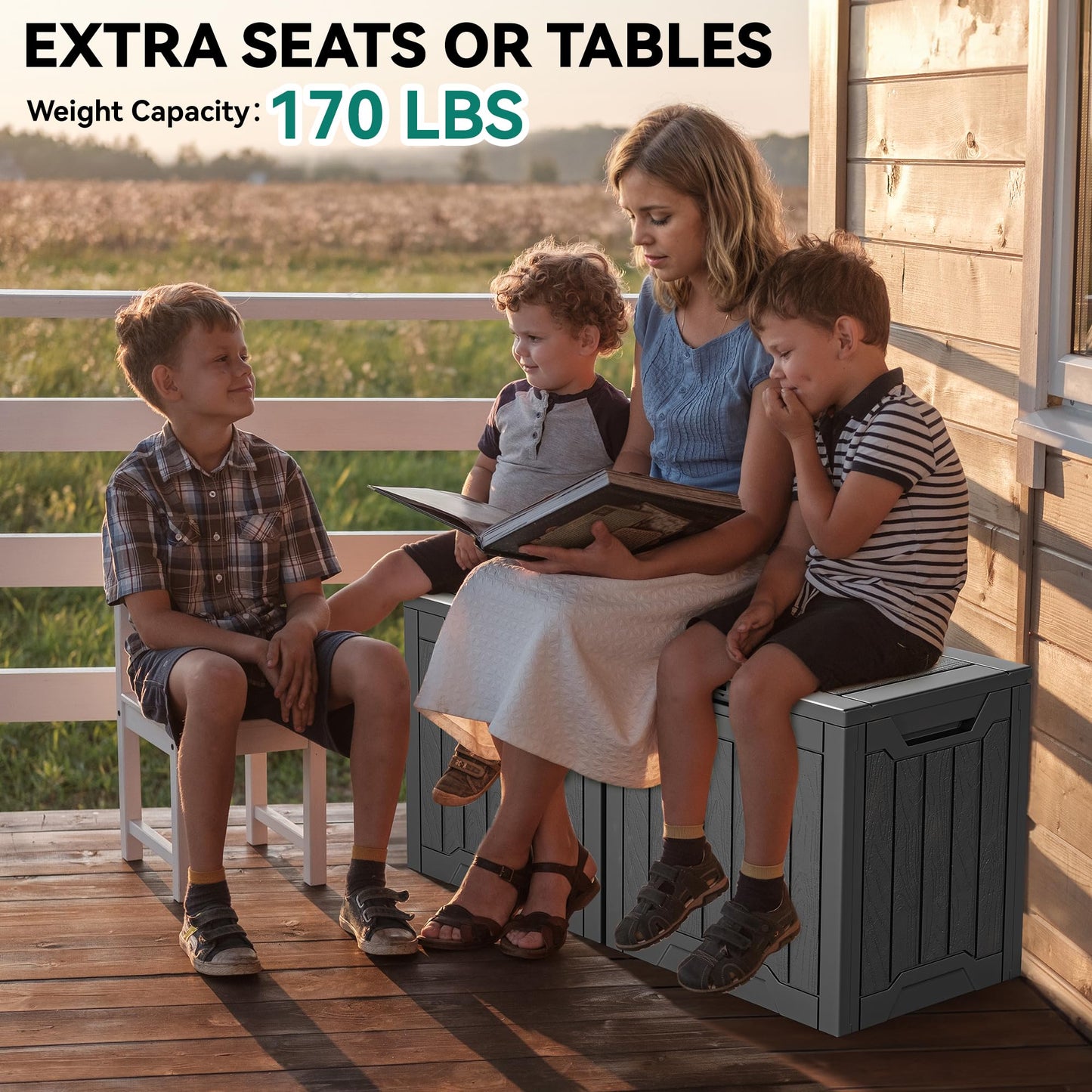 YITAHOME 31 Gallon Outdoor Storage Box, Resin Deck Box and Waterproof Package Delivery Box for Gardening Tools, Pool Supplies, Patio Furniture, Lockable, Black - CookCave