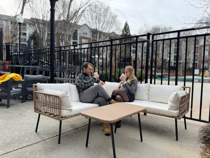 YITAHOME 4-Piece Wicker Patio Furniture Set, All Weather PE Rattan Conversation Set Sectional Sofa with Soft Cushions & Side Table, Porch Furniture for Deck, Balcony, Backyard - Beige - CookCave