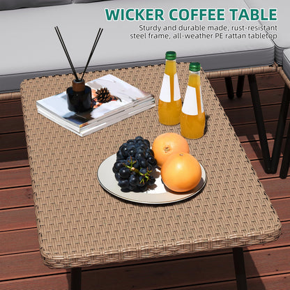 YITAHOME 4-Piece Wicker Patio Furniture Set, All Weather PE Rattan Conversation Set Sectional Sofa with Soft Cushions & Side Table, Porch Furniture for Deck, Balcony, Backyard - Grey - CookCave