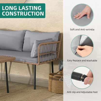 YITAHOME 4-Piece Wicker Patio Furniture Set, All Weather PE Rattan Conversation Set Sectional Sofa with Soft Cushions & Side Table, Porch Furniture for Deck, Balcony, Backyard - Grey - CookCave