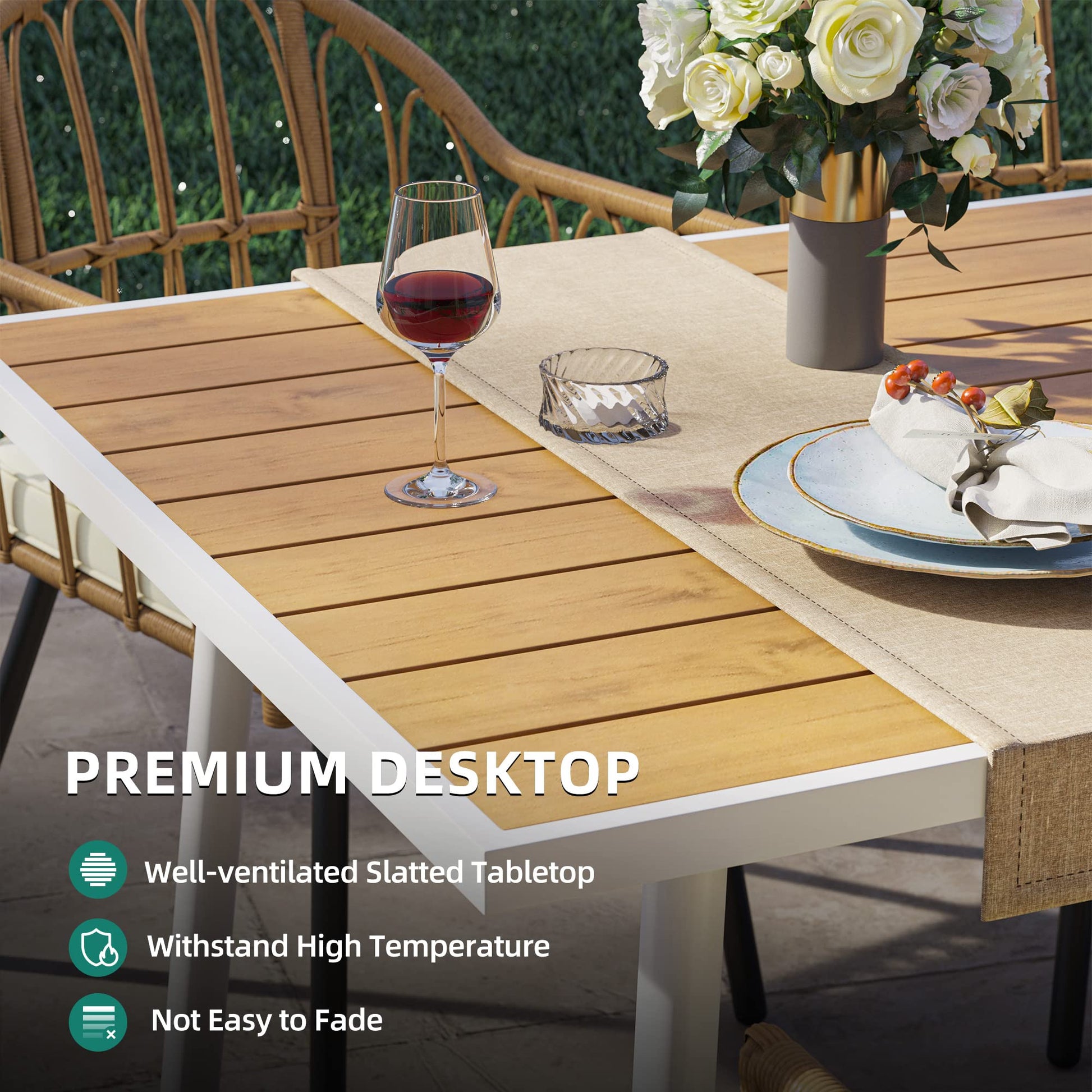 YITAHOME 6 Pieces Outdoor Patio Dining Set, Rattan Wicker Patio Dining Chair & Table & Bench Set for 6 People, Sectional Conversation Set with Umbrella Hole for Patios, Backyard, Balcony, Garden, Lawn - CookCave