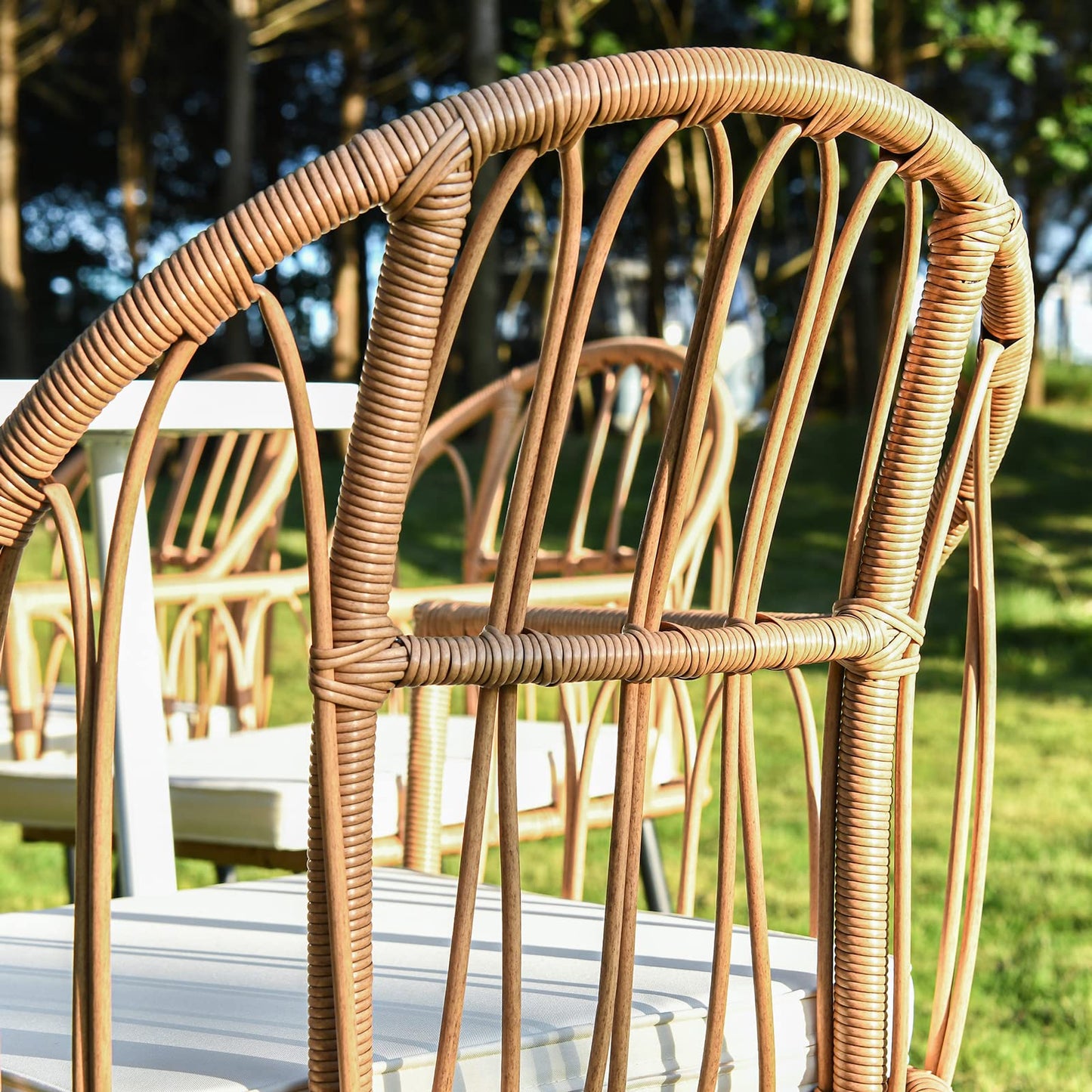 YITAHOME 6 Pieces Outdoor Patio Dining Set, Rattan Wicker Patio Dining Chair & Table & Bench Set for 6 People, Sectional Conversation Set with Umbrella Hole for Patios, Backyard, Balcony, Garden, Lawn - CookCave