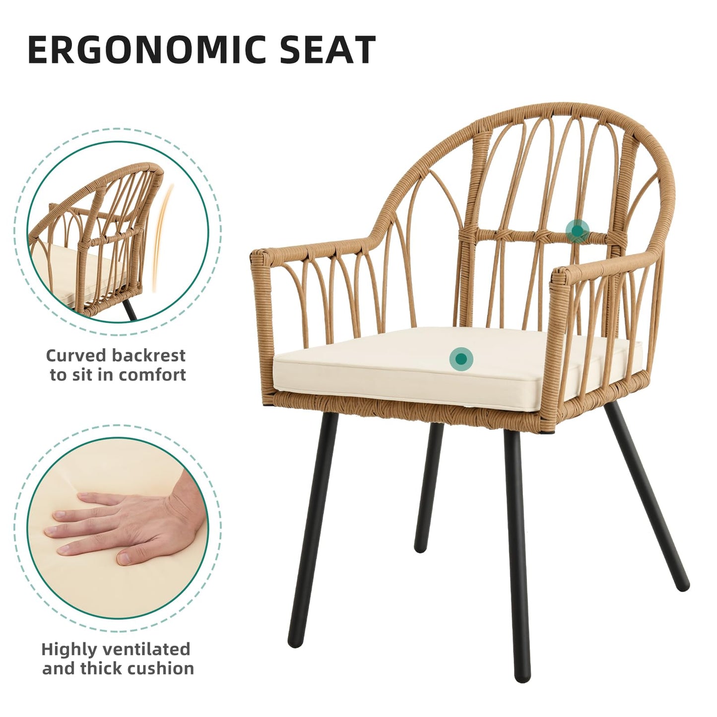 YITAHOME 6 Pieces Outdoor Patio Dining Set, Rattan Wicker Patio Dining Chair & Table & Bench Set for 6 People, Sectional Conversation Set with Umbrella Hole for Patios, Backyard, Balcony, Garden, Lawn - CookCave