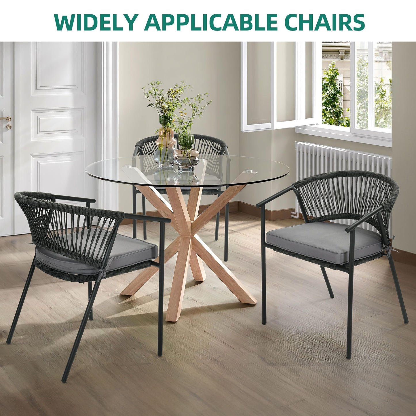 YITAHOME Outdoor Patio Chairs Set of 6, Stackable Dining Chairs Rattan Wicker Outdoor Patio Furniture Set with Cushion All Weather Bistro Chair for Garden Backyard Porch Poolside (Grey) - CookCave