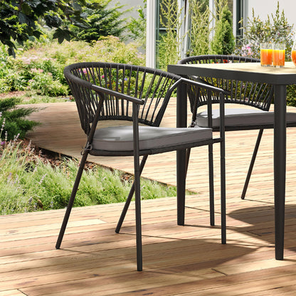 YITAHOME Outdoor Patio Chairs Set of 6, Stackable Dining Chairs Rattan Wicker Outdoor Patio Furniture Set with Cushion All Weather Bistro Chair for Garden Backyard Porch Poolside (Grey) - CookCave