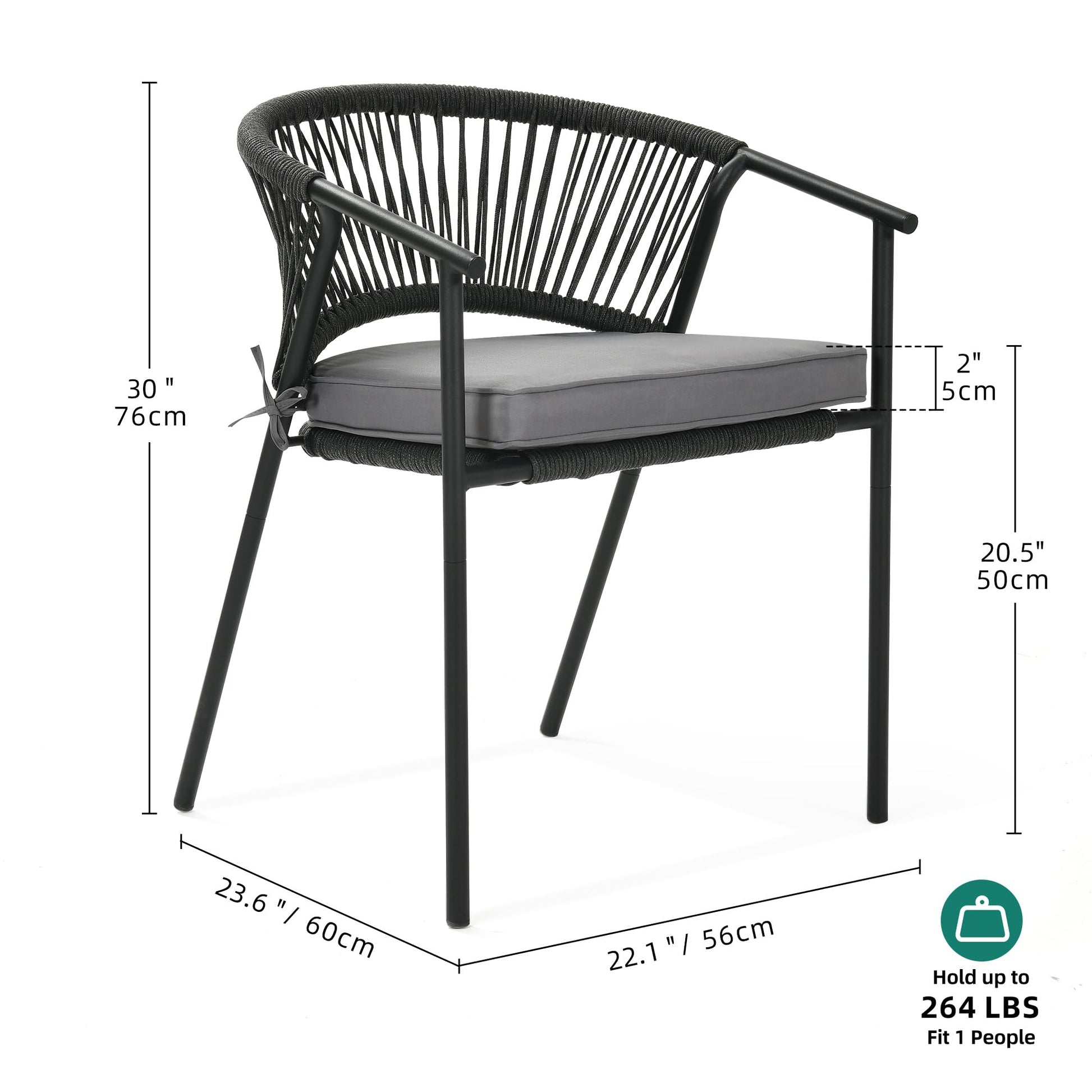 YITAHOME Outdoor Patio Chairs Set of 6, Stackable Dining Chairs Rattan Wicker Outdoor Patio Furniture Set with Cushion All Weather Bistro Chair for Garden Backyard Porch Poolside (Grey) - CookCave