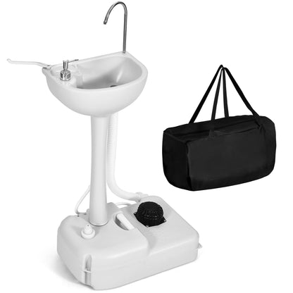 YITAHOME Portable Sink Camping Hand Washing Station with 17 L Wash Basin Stand and Carry Bag, Rolling Wheels, Soap Dispenser, Towel Holder, for Outdoor, Travel, Boat, Gather, Garden, Worksite - CookCave