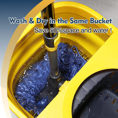 Yocada Looped-End String Wet Mop Heavy Duty Cotton Mop Commercial Industrial Grade Telescopic Iron Pole Jaw Clamp Floor Cleaning 55.1 inch - CookCave