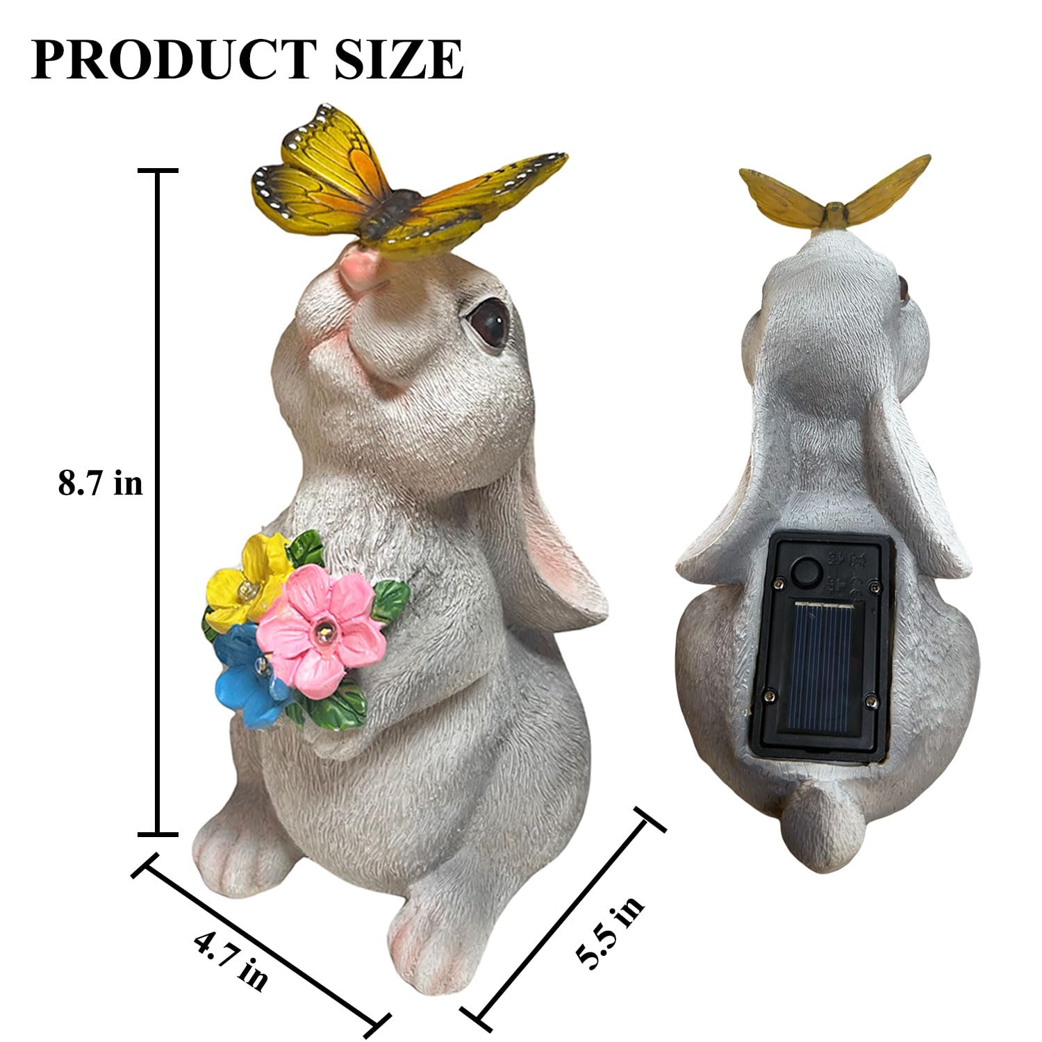 YODY Solar Garden Statues Outdoor Decor- Yard Decorations for Patio, Balcony, Backyard, Lawn Ornaments - Rabbit Figurines with LED Light- Unique Birthday House Warming Gifts for Women, Mom, Grandma - CookCave