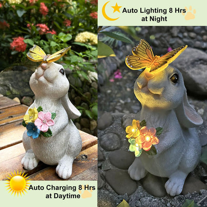 YODY Solar Garden Statues Outdoor Decor- Yard Decorations for Patio, Balcony, Backyard, Lawn Ornaments - Rabbit Figurines with LED Light- Unique Birthday House Warming Gifts for Women, Mom, Grandma - CookCave
