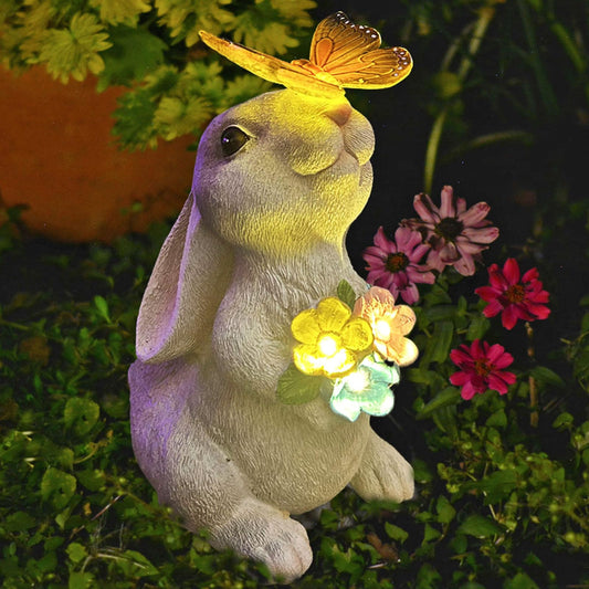 YODY Solar Garden Statues Outdoor Decor- Yard Decorations for Patio, Balcony, Backyard, Lawn Ornaments - Rabbit Figurines with LED Light- Unique Birthday House Warming Gifts for Women, Mom, Grandma - CookCave