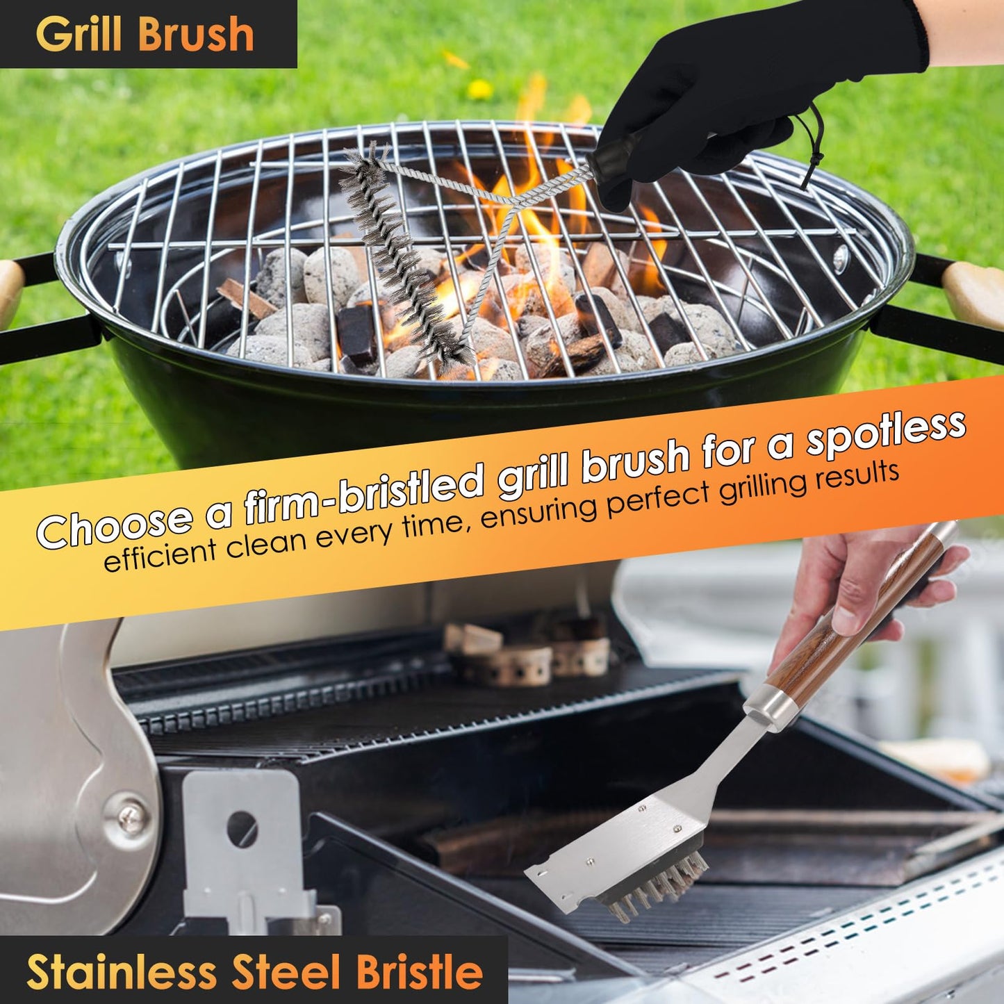 Yoehka BBQ Grilling Accessories Set, 34Pcs Heavy Duty Grill Tools for Outdoor Camping, Grilling Gifts for Men Dad, Stainless Steel Barbecue Utensils Kit with Mats and Glove in Carrying Bag, Brown - CookCave