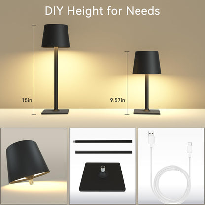 Yogaret 2 Pack Rechargeable Table Lamps,Cordless Lamp with 6000mAh Battery Operated, Portable Indoor/Outdoor Table Lamp for Patio Restaurant Home Dinner Dining Kitchen,Waterproof & Wireless - CookCave