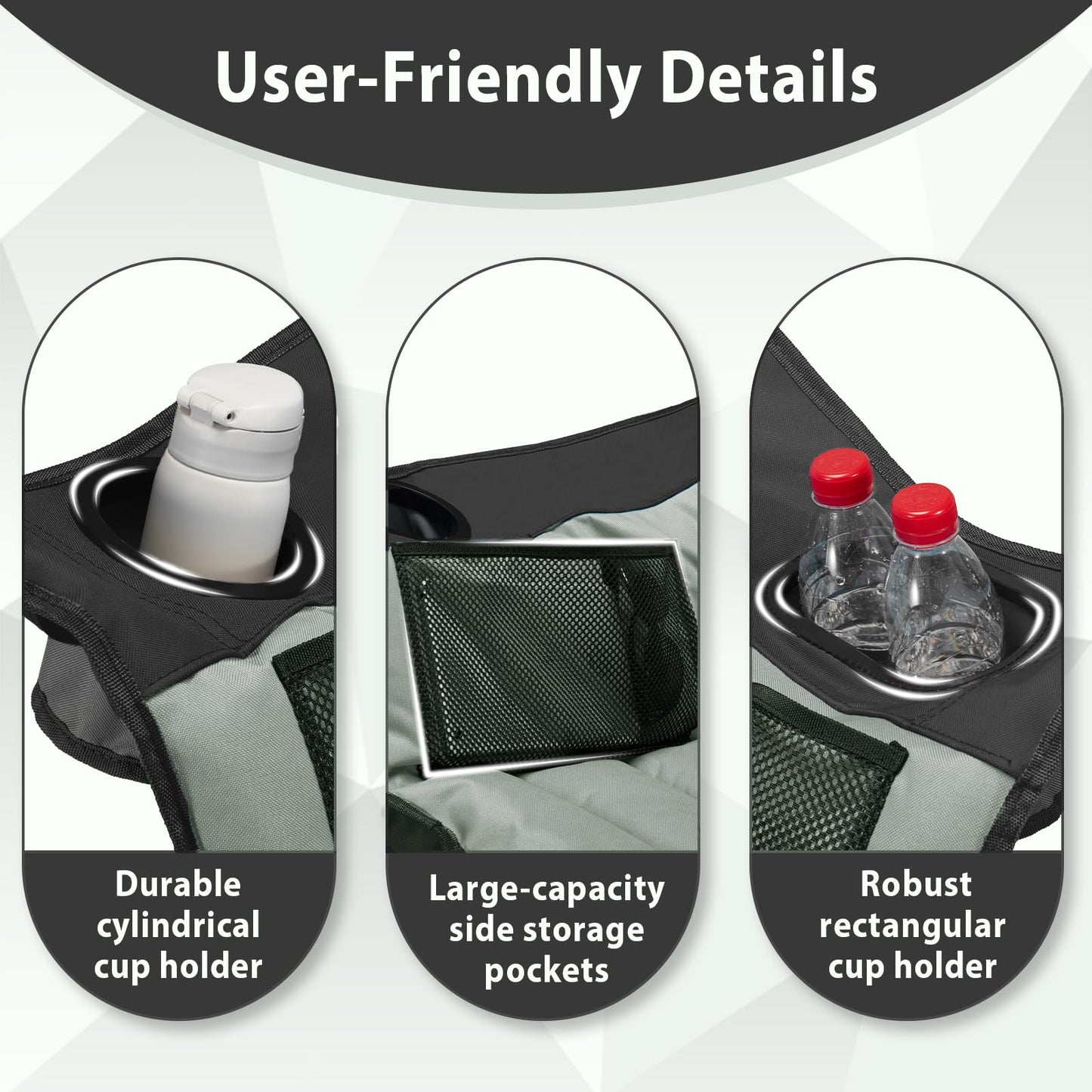 Youtanic Oversized Camping Chair, Portable Folding Camping Chairs with Side Pocket, Cup Holder and Carry Bag, Heavy Duty Outdoor Camping Chairs for Adults, Fishing, Sports, Trip, up to 400lbs, Style 4 - CookCave